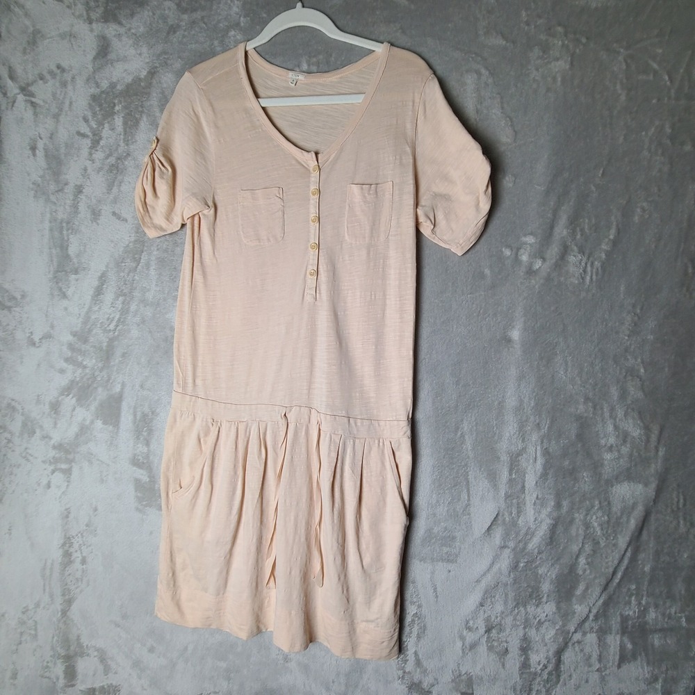 J.Crew Cotton‎ Dress Knit T-Shirt Mini Casual Pockets Pink Size S